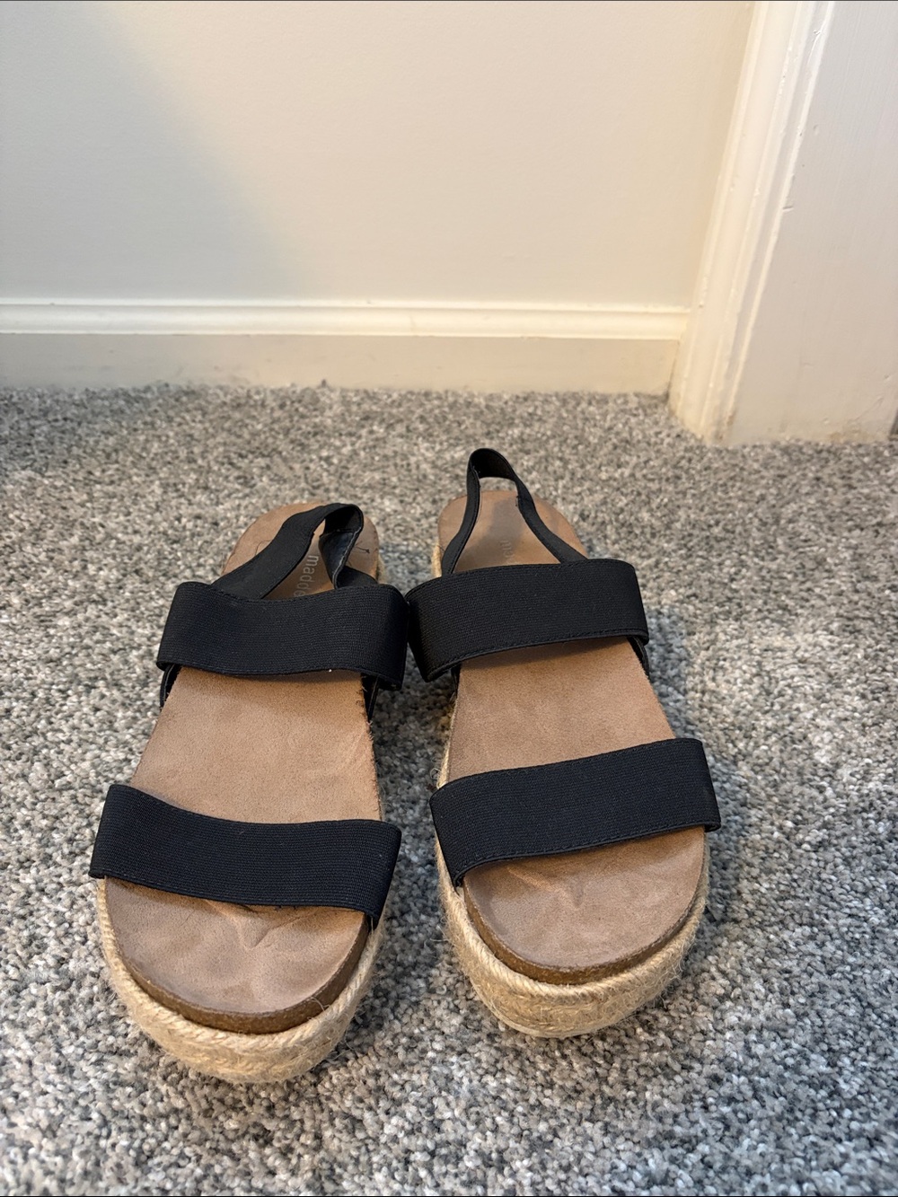Women’s Madden Girl Black Elastic Strap Platform Sandals
